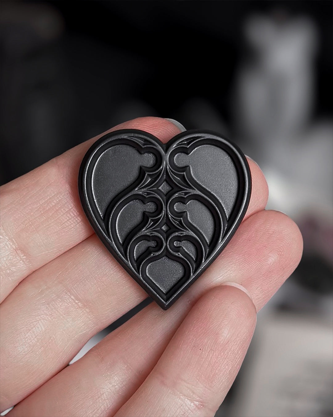 Gothic Architecture Heart Pin / Brooch - BLACK